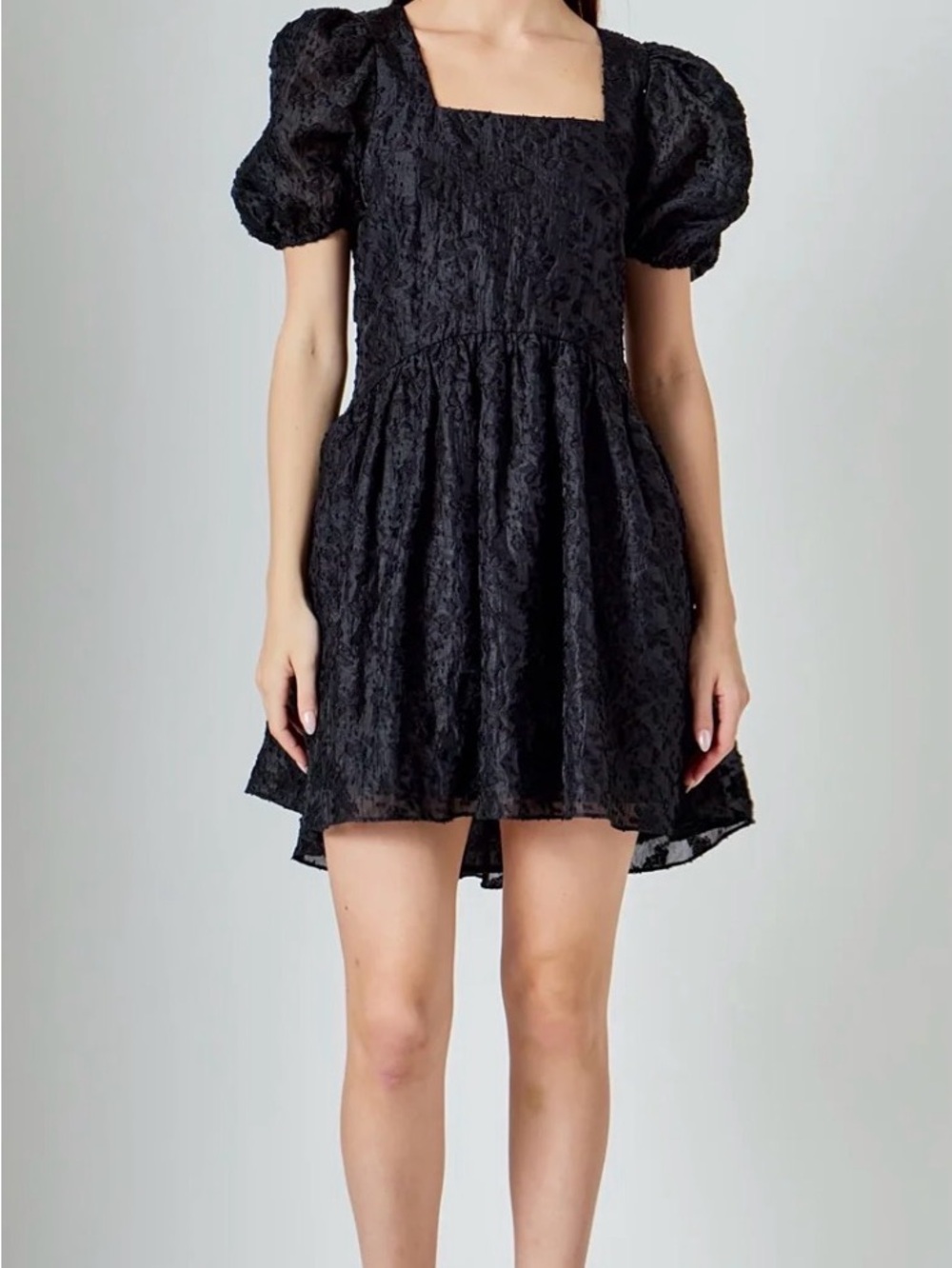 Endless Rose Black Puff Sleeve Dress size Small NWOT
